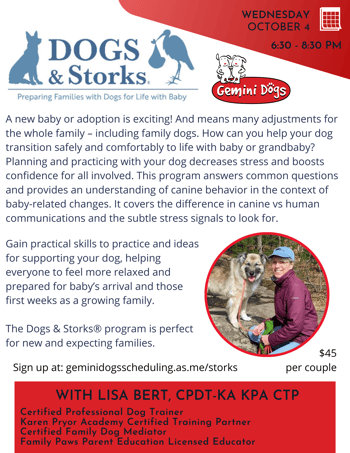 Dogs & Storks® Seminar from Family Paws Parent Education w Lisa Bert
